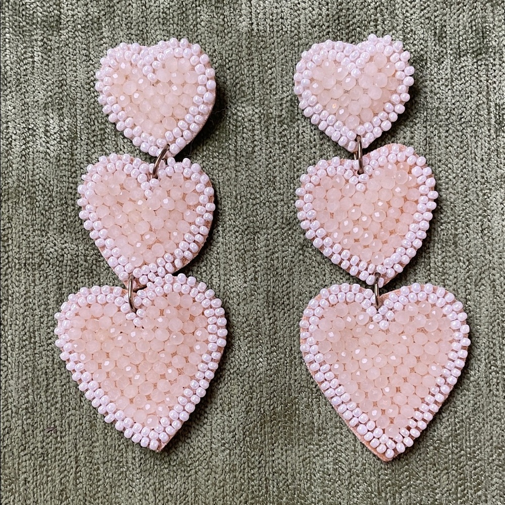 Pink Heart Drop Earrings